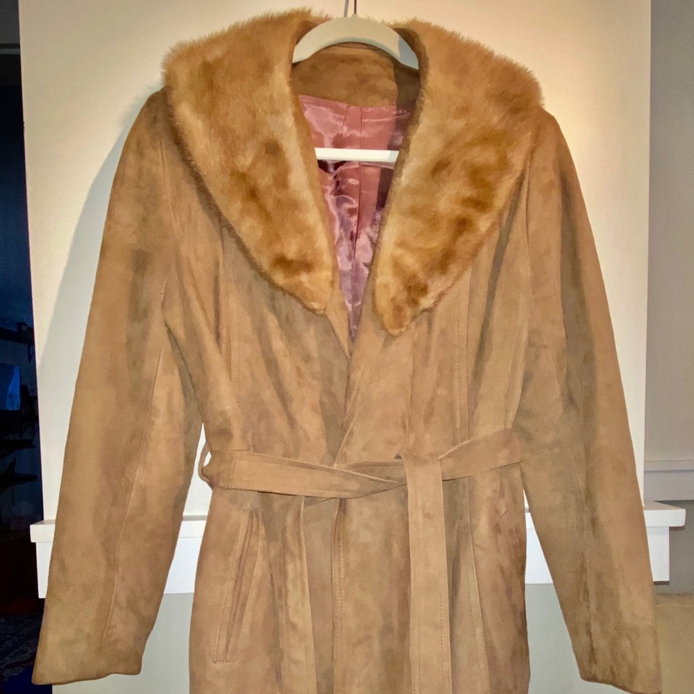 Romay vintage suede and fox fur jacket